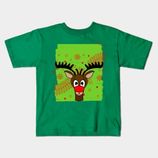 REINDEER Merry Christmas Red Nose Reindeer Kids T-Shirt